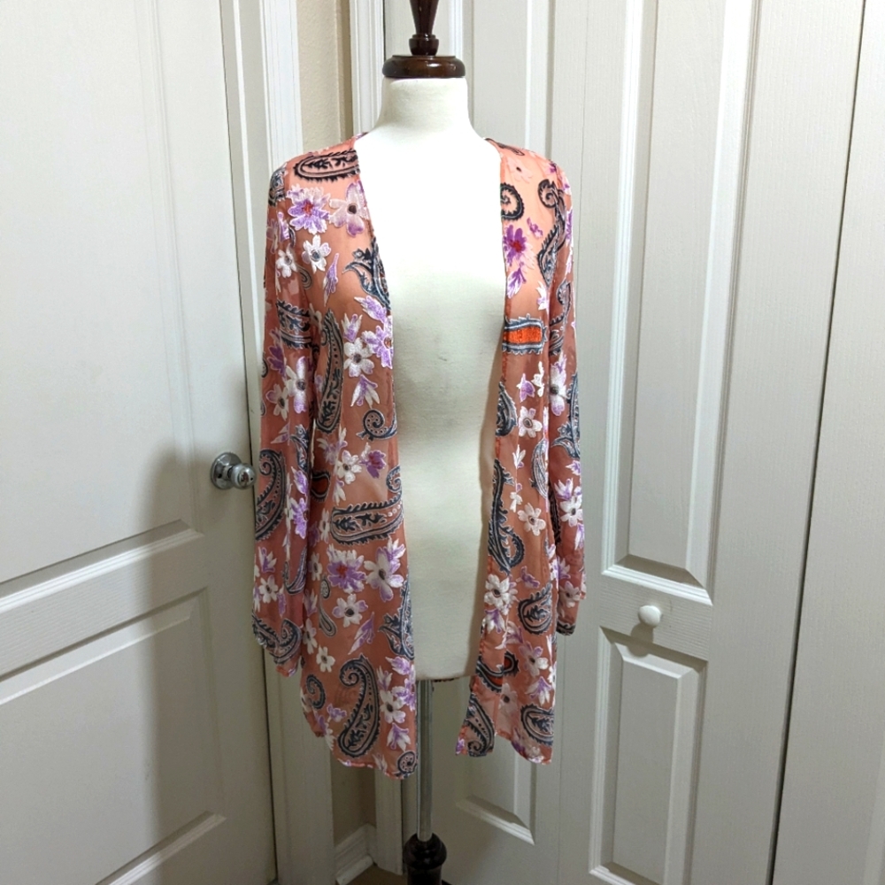 Peach Love floral cardigan
